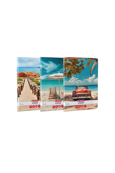 Herlitz Caiet A4, 60 de coli, hârtie FSC 70g/m², format liniat, colțuri rotunjite, motiv vară