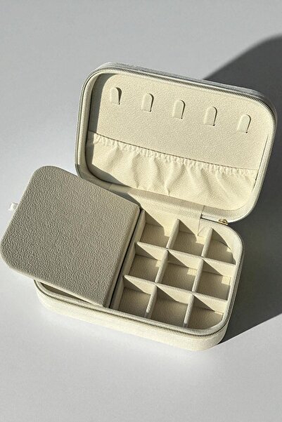 TAKIŞTIR White Color Suede Jewelry Organizer