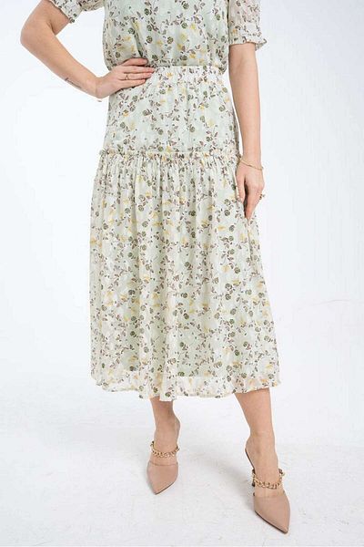 mica Women's High-Waisted Midi Floral Skirt