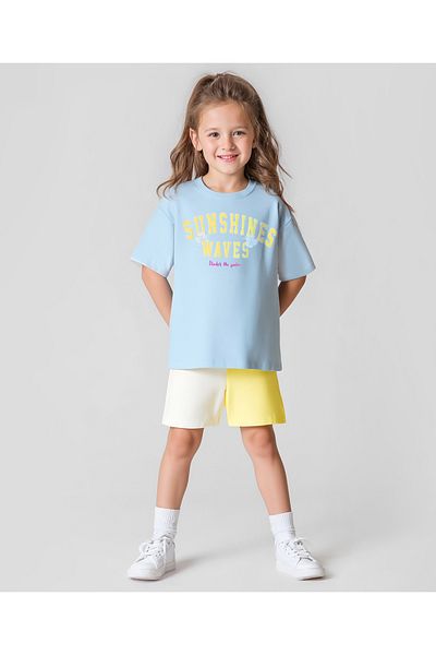 Primo Gino Cotton Printed Short Set with Oversized T-Shirt - Green