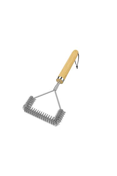 OEM Perie de curatare pentru gratar, 31.5 cm, otel inoxidabil, lemn, argintiu, bej