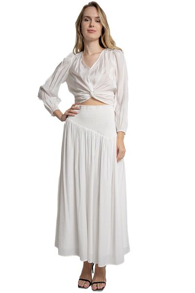 mica Women's High-Waisted Elastic Long Skirt