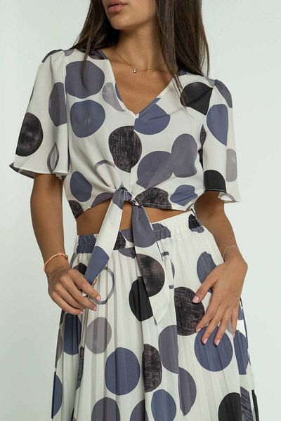 mica Short Polka Dot Blouse with Short Sleeves