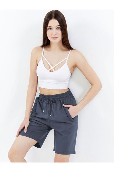 OXVİN Pantaloni scurți pentru femei Parașuta din țesătură subțire, cu fermoar ascuns, cu 3 buzunare