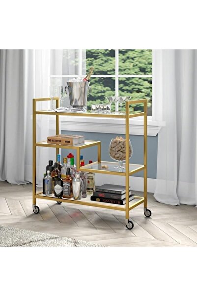 genric عربة تقديم معدنية FFD للمنزل والمطاعم والضيافة بإطار معدني 1.3 سم، قاب...