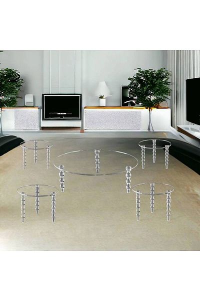 Al Saada Home طقم طاولة أرضية أكريليك مع أرجل مزخرفة، 5 قطع