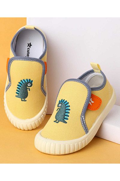 Cute Walk by Babyhug Cute Walk by Babyhug Velcro Closure Casual Shoes with Dino Embroidery - Yellow