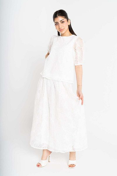 mica Shiny Transparent Lined Midi Skirt