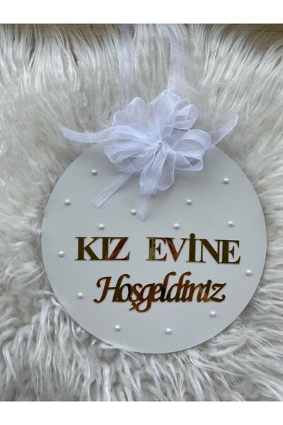 HOBİ55 Welcome to the Bride's Home Gold Plexiglass Written Door Ornament