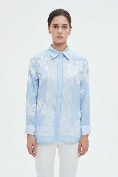 mica Women's Long Floral Blouse with Long Sleeves