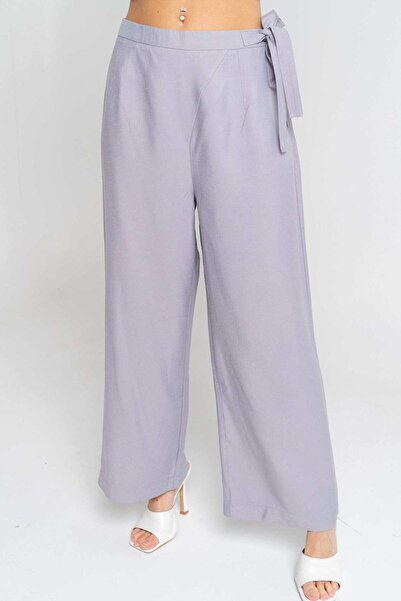 mica بنطلون نسائي طويل سادة برباط جانبي