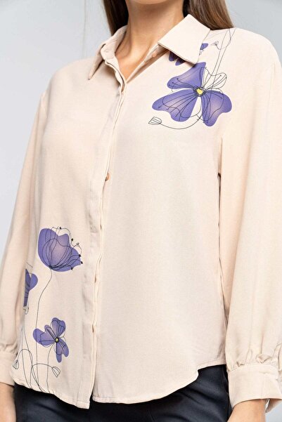 mica Floral Long-Sleeve Solid Shirt