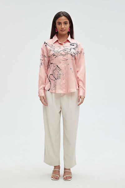 mica Long Sleeve Printed Women's Blouse