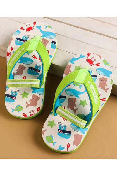 Cute Walk by Babyhug Cute Walk by Babyhug Flip Flops with Backstrap & Sea life Theme - Light Green