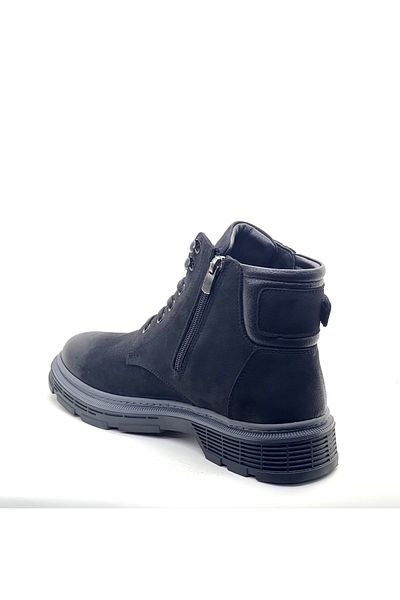 grado Genuine Leather Men's Zippered Boots Nubuck Black 1980