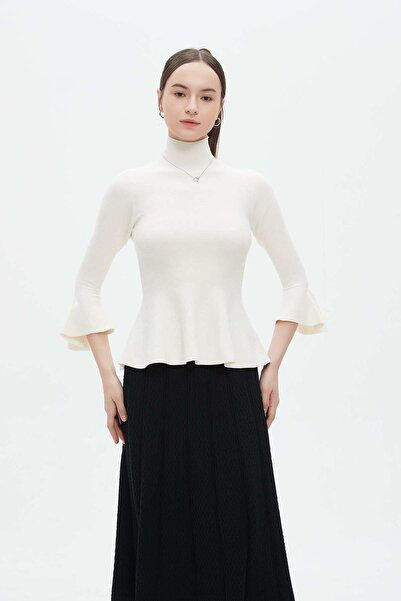 mica Women's Solid High Neck 3/4 Sleeve Blouse for Work