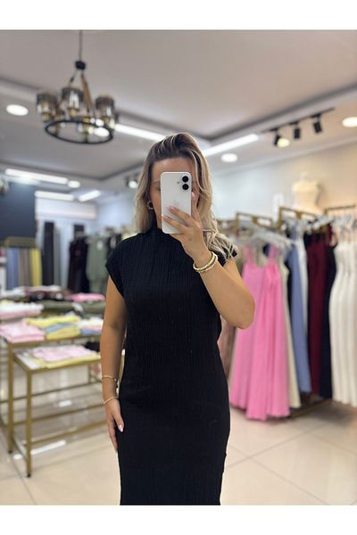 LİSAA BUTİK Zero Sleeve Back Detail Linen Dress