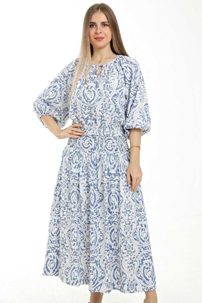 mica Women's High-Waisted Printed Midi Skirt