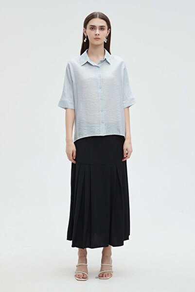 mica بلوزة نسائية بأكمام 3/4 وياقة