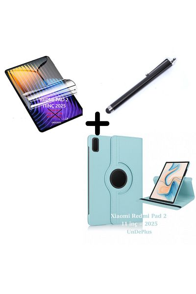 UnDePlus Xiaomi Redmi Pad 2 11Inch 2025 Case Rotating Tablet Case Screen Protector+Pen