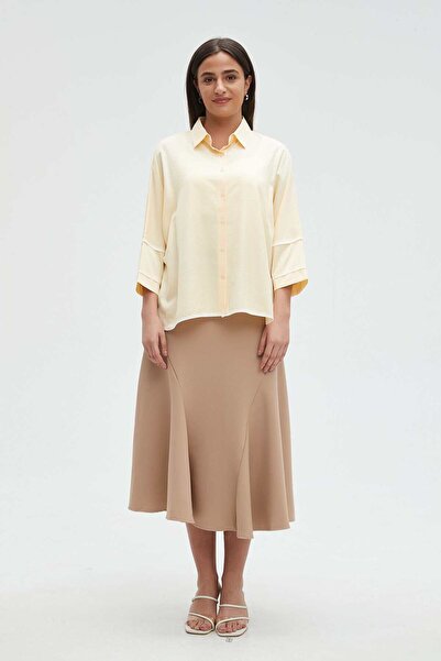 mica بلوزة نسائية سادة بأكمام طويلة