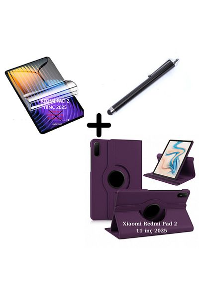 UnDePlus Xiaomi Redmi Pad 2 11Inch 2025 Case Rotating Tablet Case Screen Protector+Pen