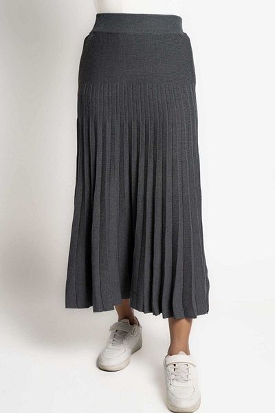 mica Women's Solid Midi Skirt with Pleats