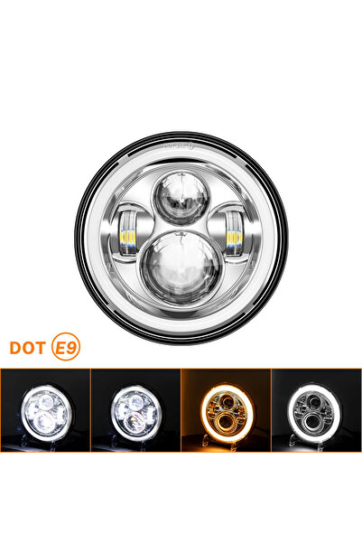 choice2 1PC headlight silver 7" Moto headlight 7 inch Motorcycle Headlight LE...