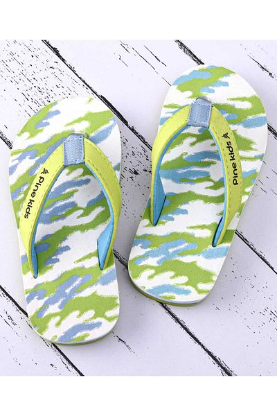 Pine kids Pine Kids Slip On Flip Flops with Camouflage Print - Light Green