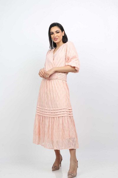 mica Embroidered Women's Evening Blouse with 3/4 Sleeve Wrap Design