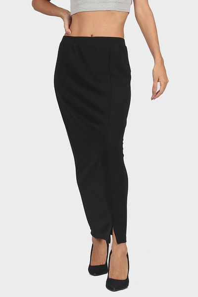 mica Solid Midi Skirt with Side Slit