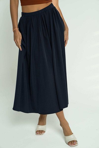 mica Solid Flared Midi Skirt