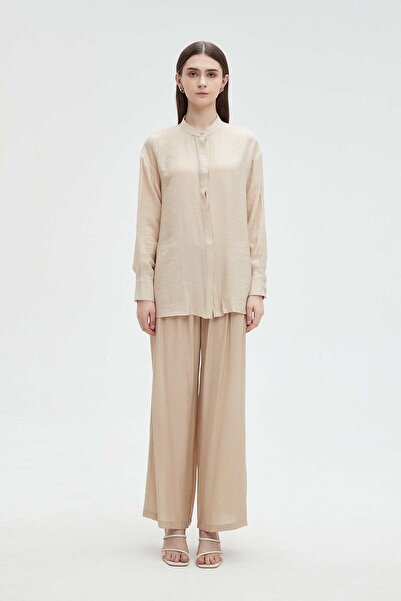 mica بلوزة نسائية شفافة بأكمام طويلة