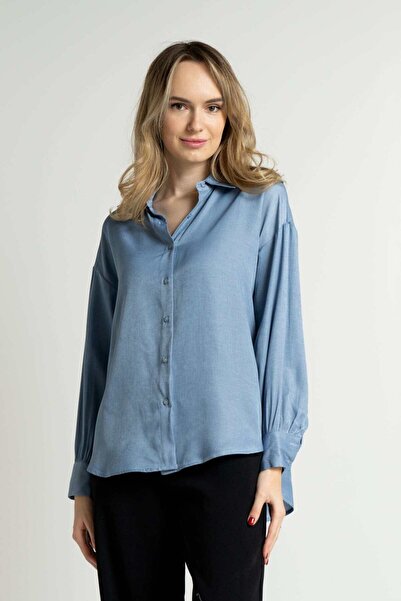 mica Solid Button-Up Shirt with Long Sleeves