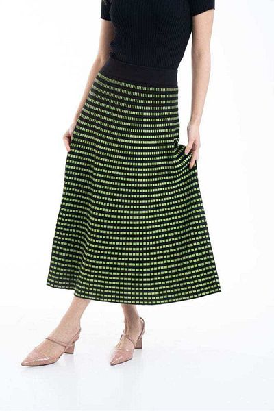 mica Women's High-Waisted Midi Skirt with Plaid Pattern