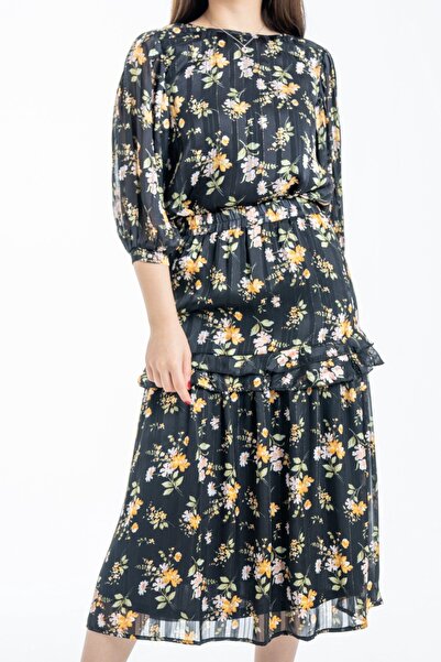 mica Women's High-Waisted Floral Midi Skirt