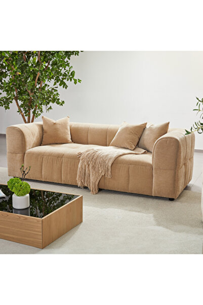 Home Box أريكة بلوب القماشية بثلاثة مقاعد مع ثلاث وسائد