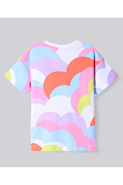 Bonfino T-Shirts & Shorts Set with Rainbow Cloud Print - Multicolor