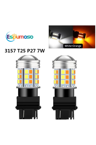 Choice8 مصباح LED ثنائي اللون T25 3157 ثنائي اللون T20 7443 W21/5W، مصباح إشا...