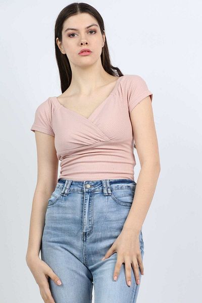mica Women's Short Sleeve Overlay Blouse