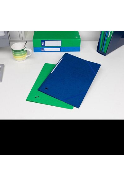 Oxford Dosar superior A4, capacitate 200 coli, certificat PEFC, 3 clapete, index, culoare albastru închis
