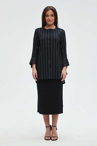 mica بلوزة نسائية مخططة بأكمام طويلة