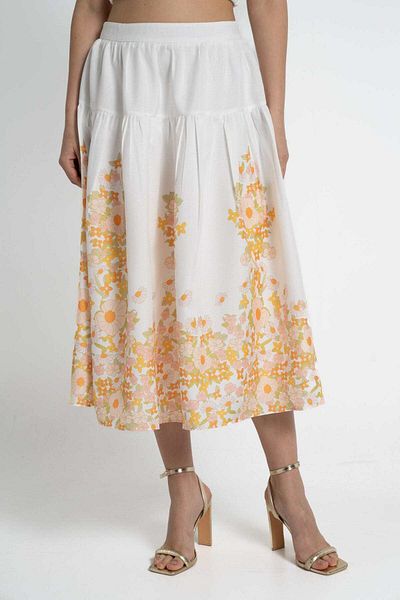 mica Women's Midi Skirt with Floral Design