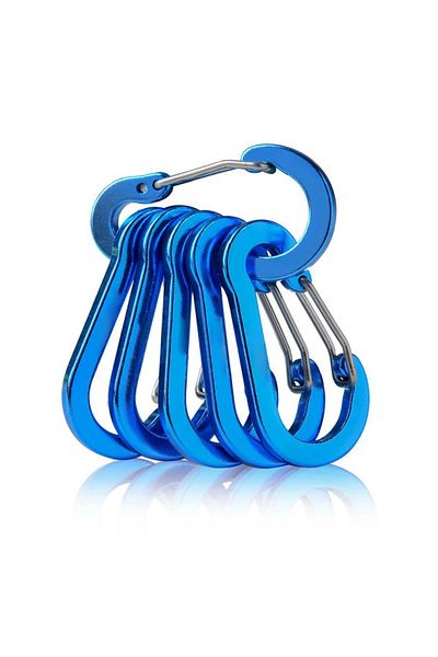Choice Royal Blue 6pcs Carabiner Clip Aluminum Alloy Keychain Lock Buckle Snap D-Ring Clip Outdoor Backpack