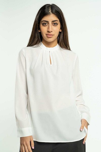 mica Loose-Fit Long Sleeve Solid Blouse