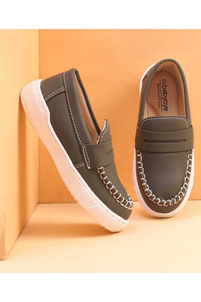 Babyoye Slip On Solid Loafers - Brown
