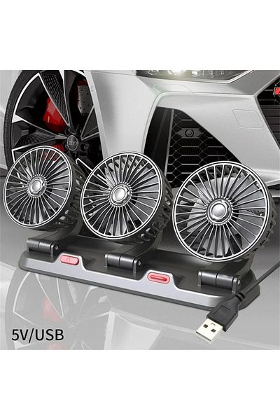 Choice 3 Head 5V USB Car Fan 360° Adjustable 3 Head Air Fan Automotive Electric Fan USB/12V/24V Fan 2 Speed