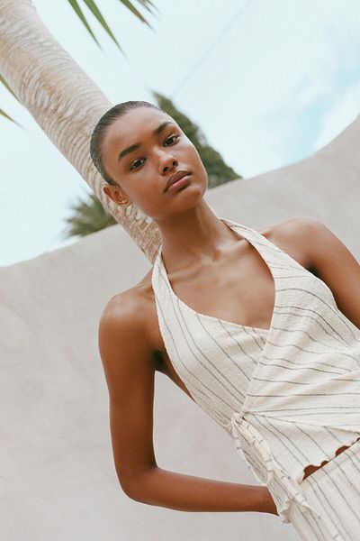 Pull & Bear Striped crepe top