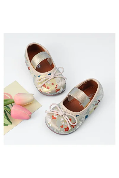 Mark & Mia Floral Embroidered Party Shoes - Light Golden