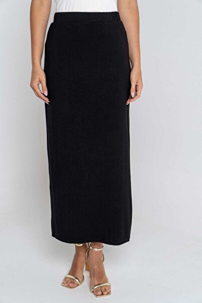 mica Women's Long Plain Skirt with Elastic Waist